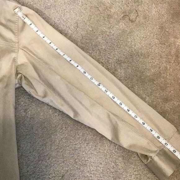 Chico’s Khaki Safari Jacket Long Sleeve Utility Military Boxy Stretch size M - Picture 7 of 8